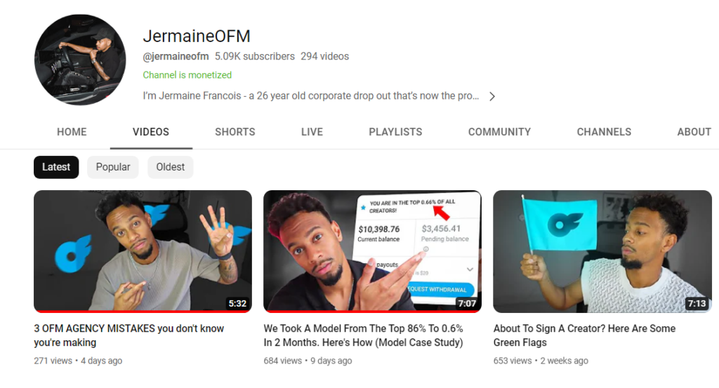 jermaine ofm youtube channel